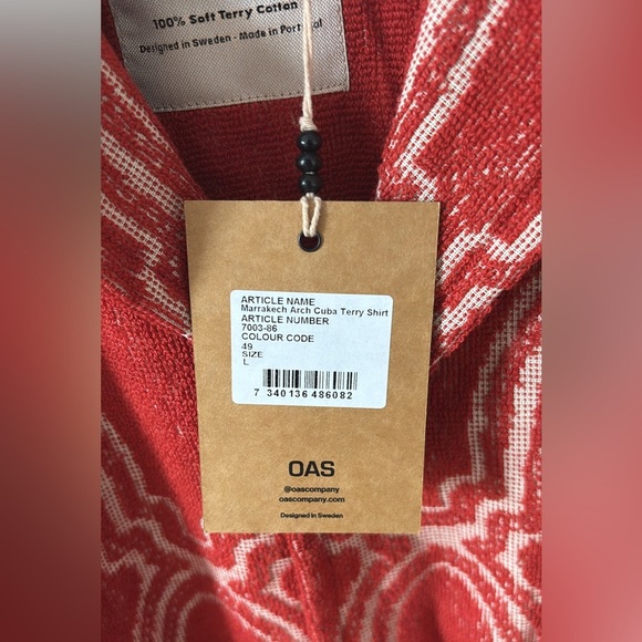 NWT OAS Marrakech Arch Cuba Terry Shirt Size Large Short Sleeve Button Down - Picture 5 of 6